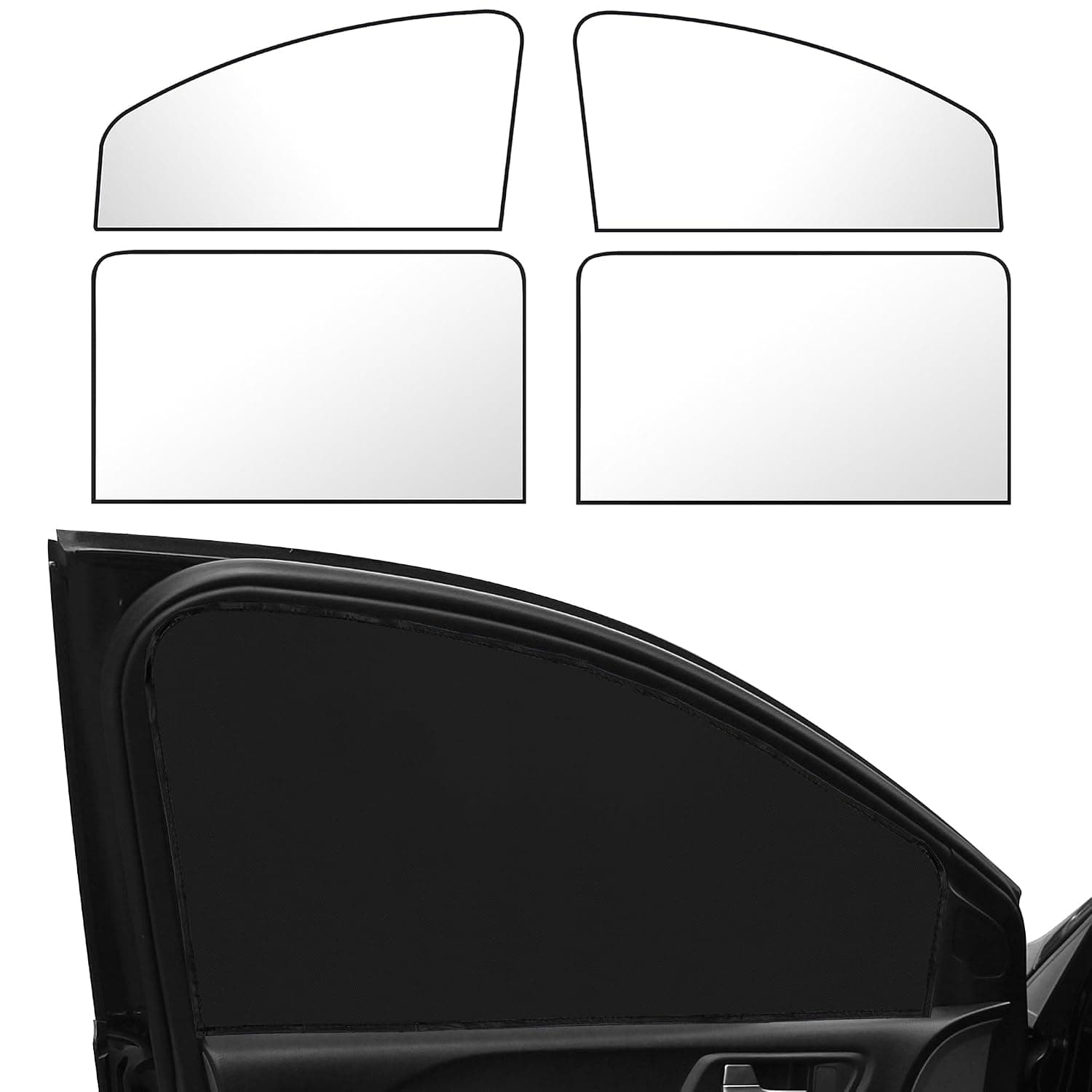Car Side Window Sun Shade 4 Pcs Sun Protection Magnetic Car Curtain for Kids with Blocks UV Rays Reduce Damage from Direct Bright Sunlight and Heat Universal Easy Fit Front Rear Seat Car Window Shades