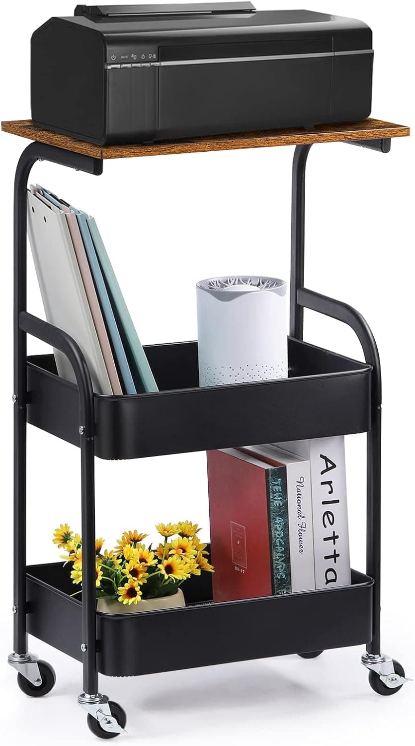 Printer Stand Mobile Printer Cart with Storage Shelves