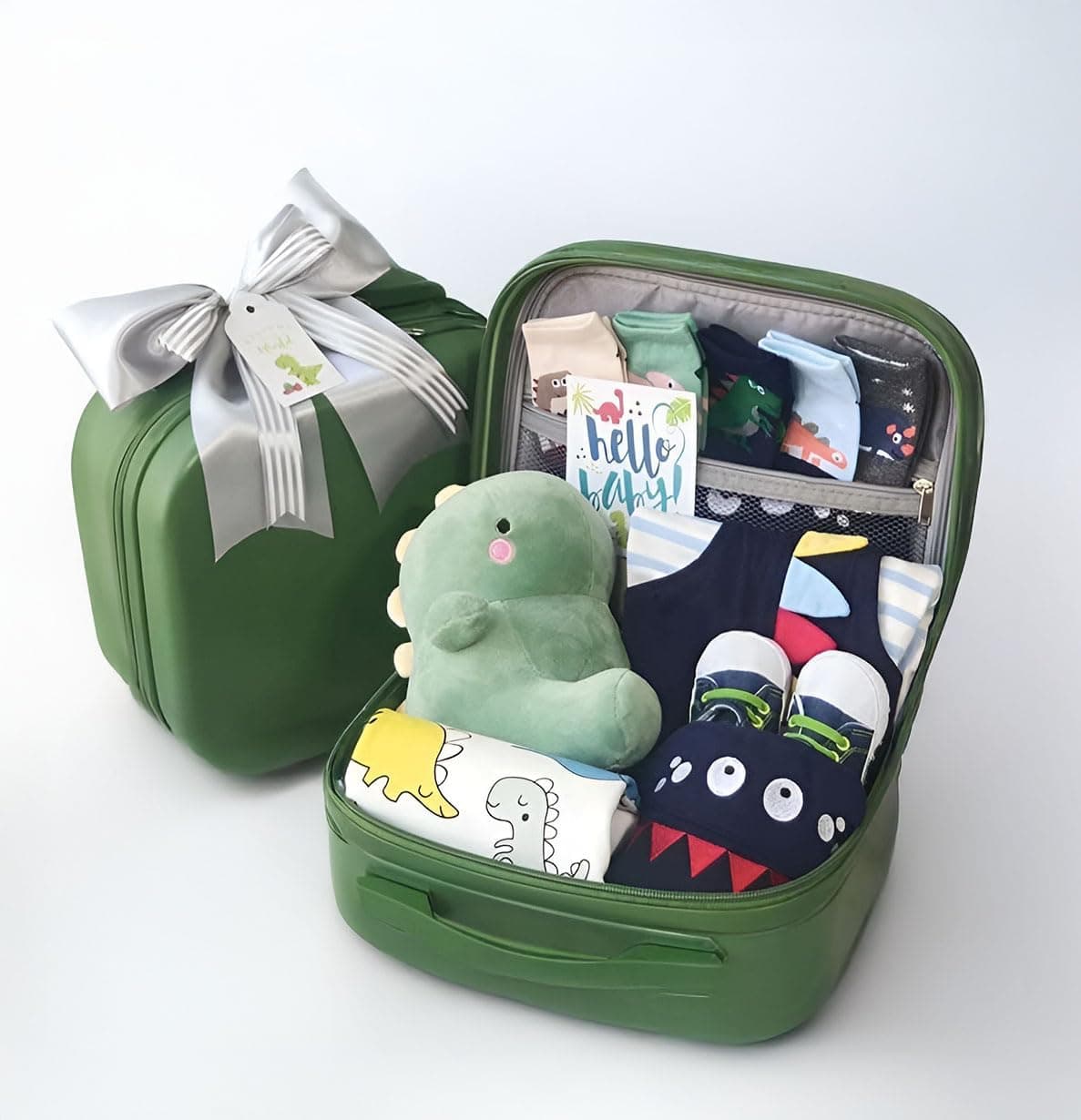 Newborn Baby Gifts Set Luxury Baby Gift Hamper, Premium Cotton Clothes, Jumpsuit, Romper, Cozy Baby Winter Outfit for 0-6 Month Boy & Girls With Gift Able Travel Suitcase