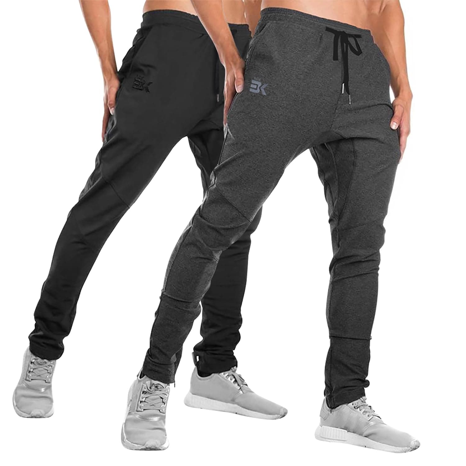 BROKIG Men's Gym Joggers Sweatpants,Mens Casual Sports Running Pants for Men with Zipper Pockets