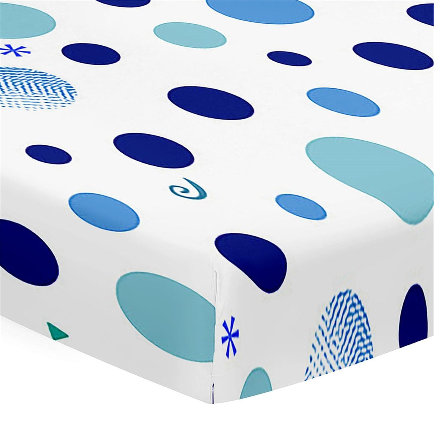 Morbuy Cot Bed Fitted Sheets, Multicolored Dots Series Soft Cot Sheets, Cot Sheets with Elasticated Corners Crib Sheets for Girls Boys (Blue)