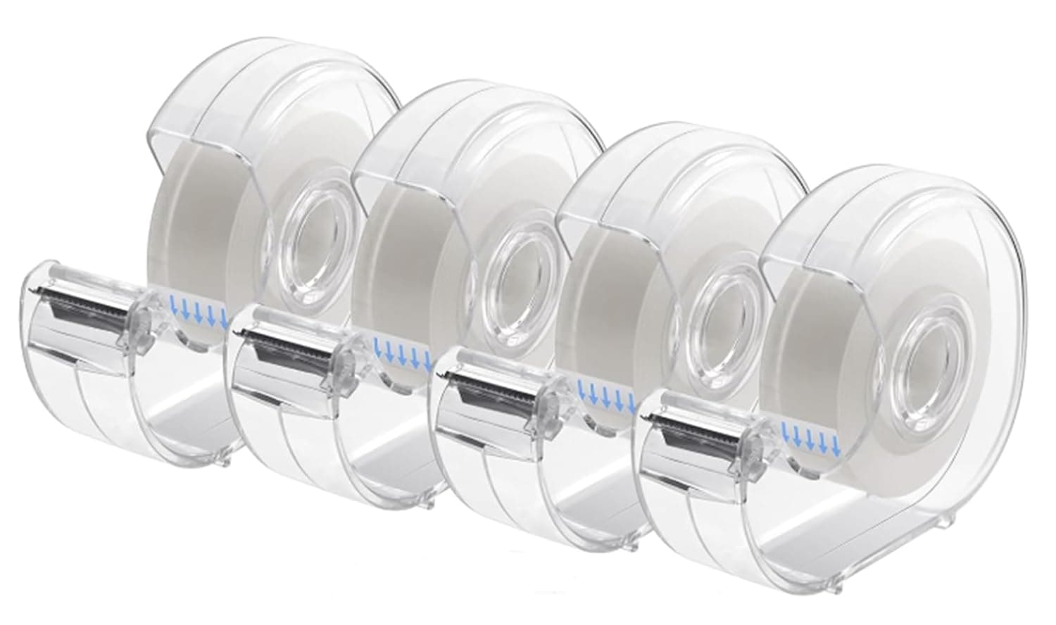 4 Pack Transparent Tape with Dispenser and Refills,Clear Tape for Gift Wrapping，Home,School and Office Supplies,0.7x1000 Inch,