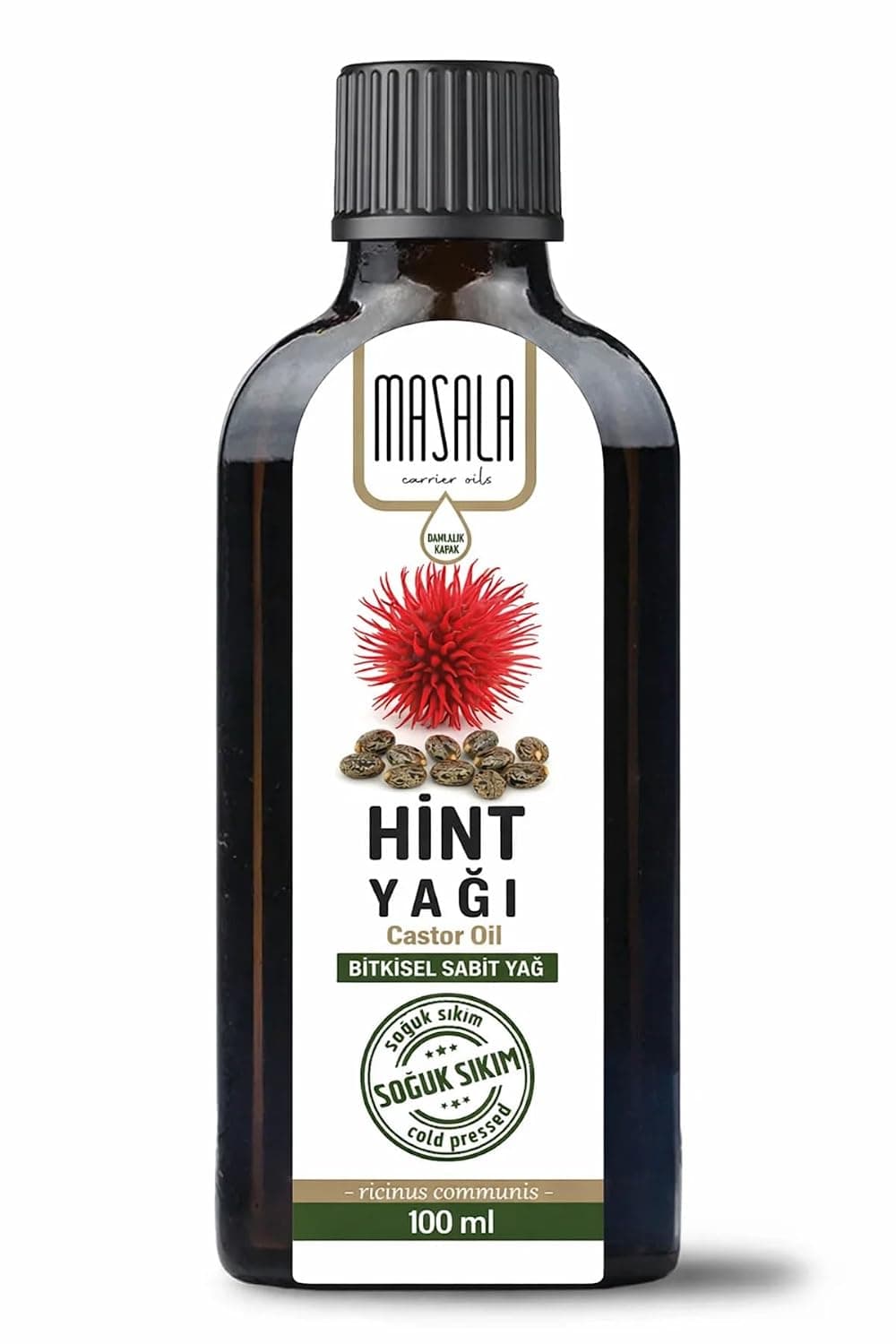 Masala Castor Oil 100 ml Glass Bottle, Cold Press, Pure and No Additives