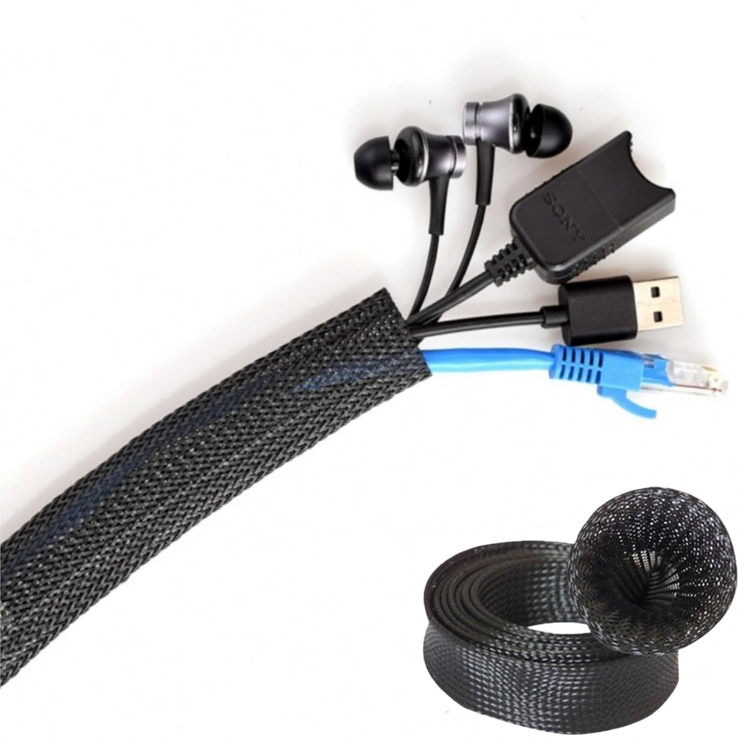 16.4Ft/5M Cable Conduit, Cable Management Conduit, Cable Organizer, Cable Protection Sleeve, Suitable For Computers, Televisions, Offices, Home Theaters, Automobiles, Etc.