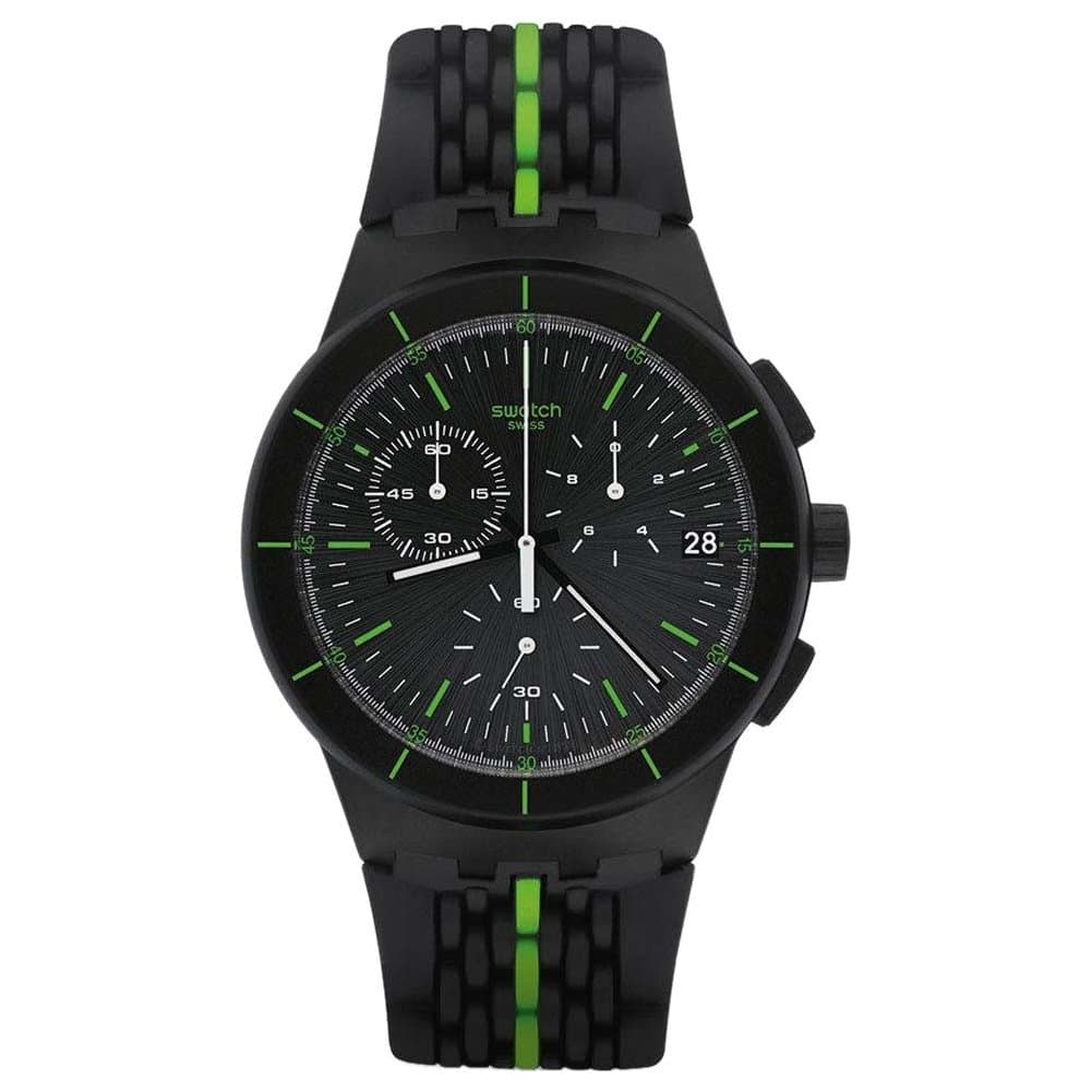 Swatch Originals Laser Track Black Dial Silicone Strap Men's Watch SUSB409