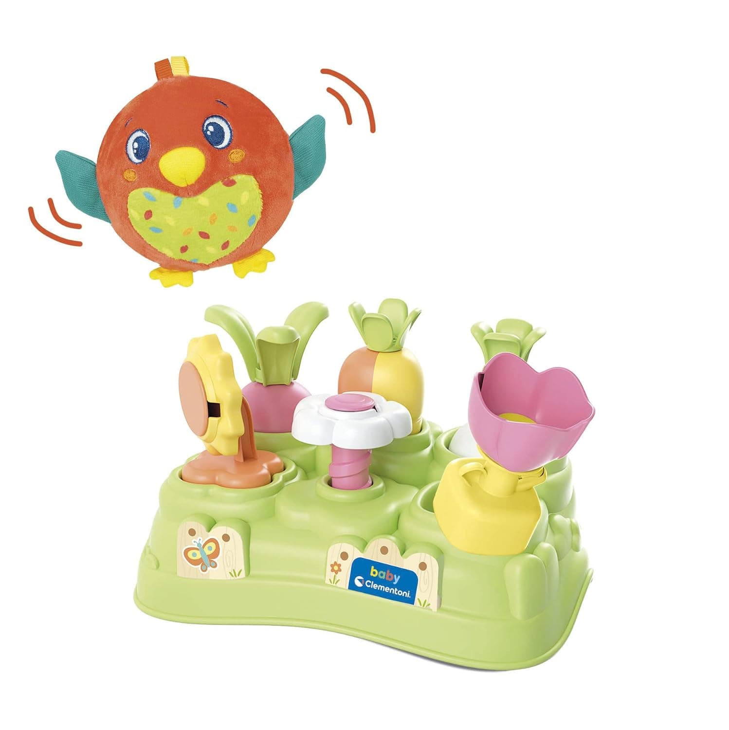 Clementoni 80513 Soft Little Bird in The Baby Garden-Infant Toys 10 Months (Italian, English, French, German, Spanish, Dutch and Polish), Made in Italy, Multicolor