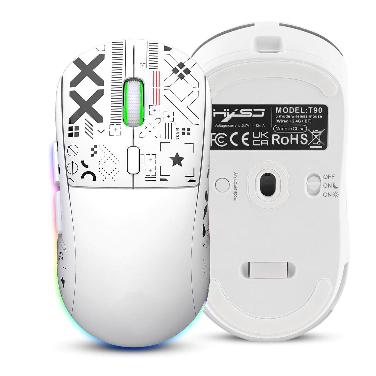 Wireless Gaming Mouse, RGB Light Wireless Mouse with USB Nano Receiver, Silent Click Gaming Mouse for Notebook,PC,Computer