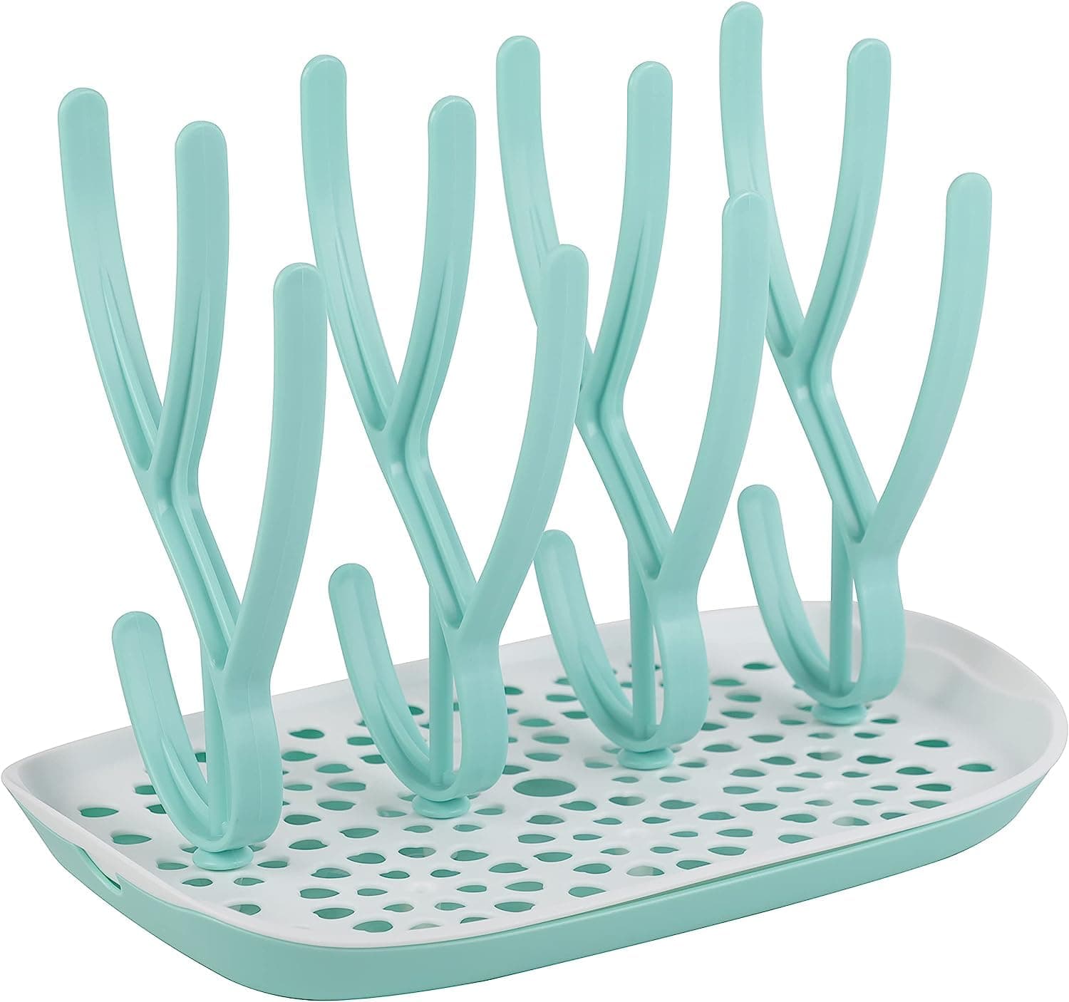 Paporich Baby Bottle Drying Rack with Drainer Tray, High Capacity Bottle Dryer Holder for Bottles, Teats, Toddler Sippy Cups Infant Dishes and Accessories (Green)