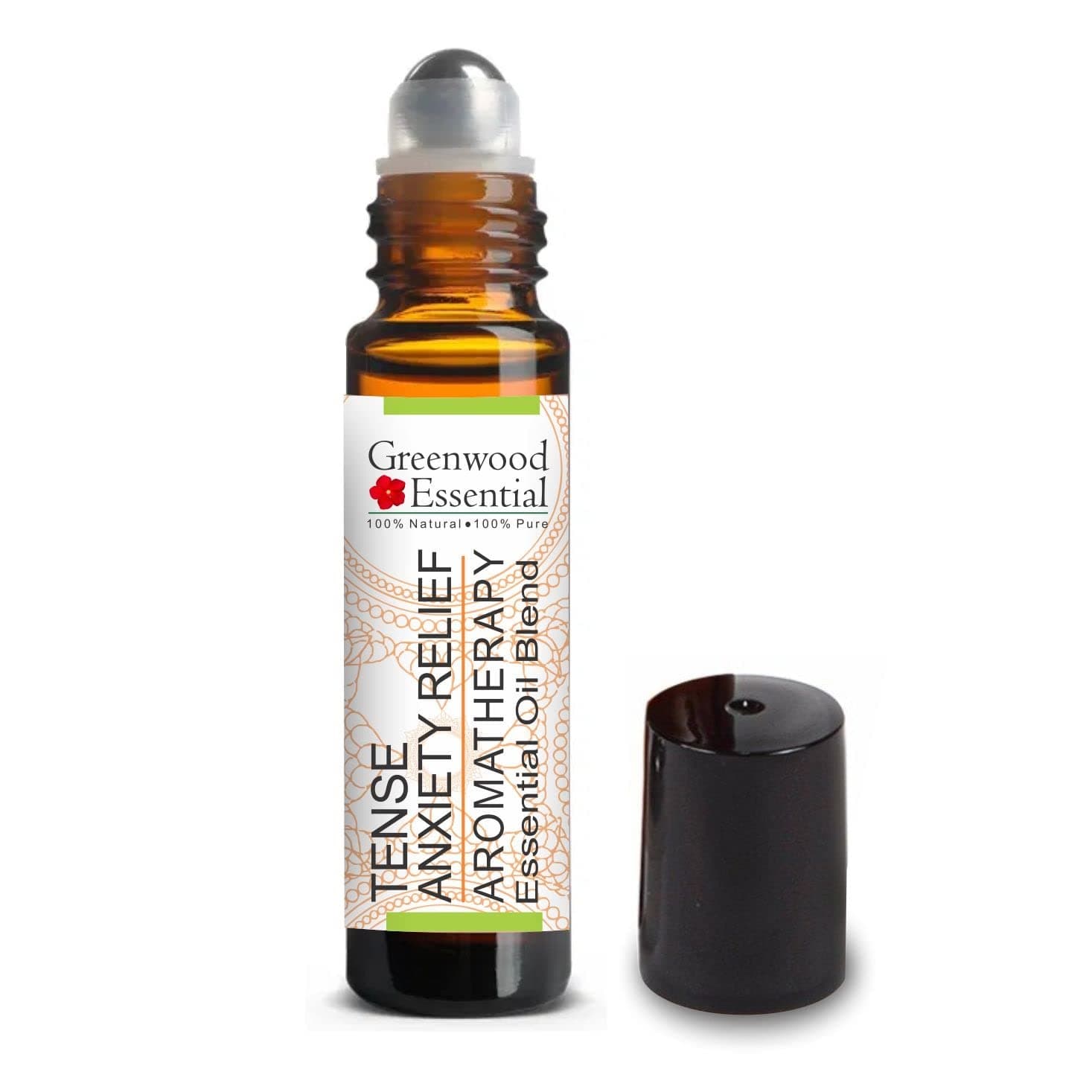 Greenwood Essential TENSE RELIEF - Aromatherapy Essential Oil Blend of Sandalwood, Lavender, Clary Sage, Roman Chamomile & Patchouli Essential Oils 10ml (0.33 oz) by Greenwood