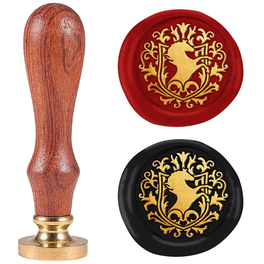 1" Badge Horse Wax Seal Stamp Retro Sealing Stamps Removable Brass Head Seal Stamp with Wooden Handle Sealing Wax for Envelope Greeting Card Letter Wedding Invitations Gift Wrapping Decor