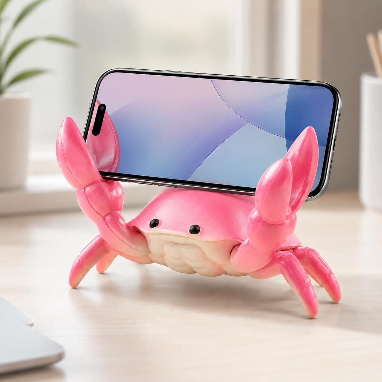 Multi-Functional Crab Pen Holder - Lifting Mobile Phone Holder & Desktop Decoration - Creative Gift for Office & Home - Suitable for Glasses, Pens & Phones