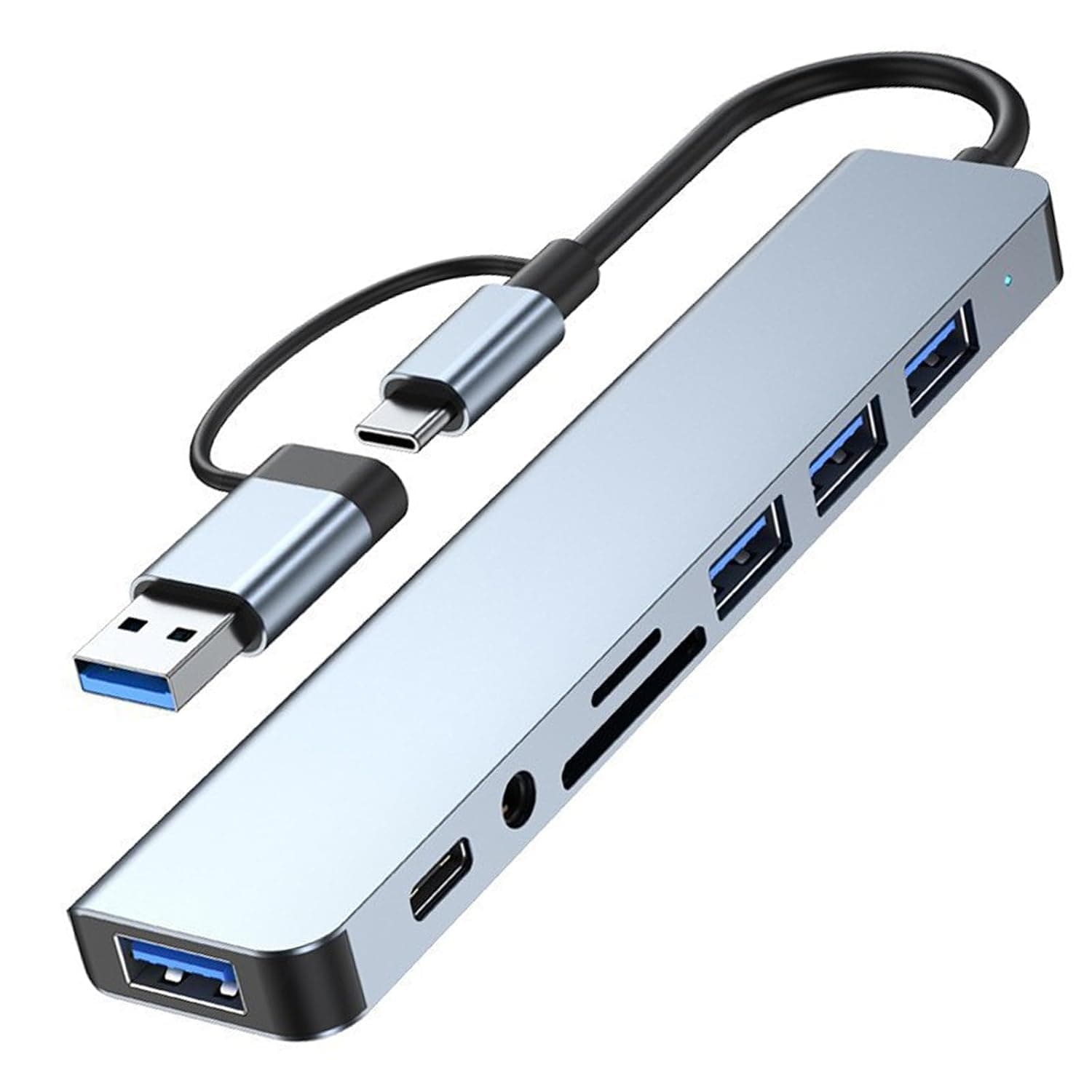 8 In 1 USB C Hub Multiport Splitter Adapter, USB-C Dock Extender With SD Card Reader & 3.5mm Audio Headphone Jack, Extra Ports Expander For PC Laptop Computer, Multiple Devices Input Accessories