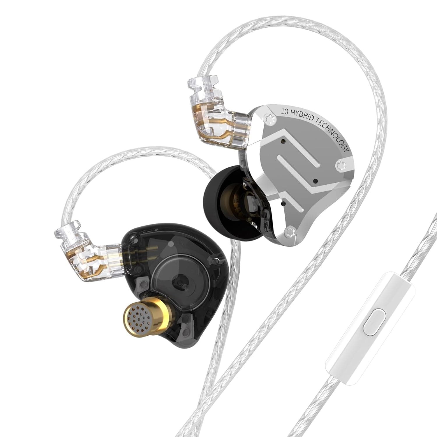 KZ ZS10 Pro 4BA 1DD KZ IEM Earphones, Multi Driver HiFi in Ear Monitors, Gaming Earphones with 2Pin 0.75mm 3.5MM Plug Detachable IEM Cable, Wired Earphones for Singer Guitarist Drummer(Black with Mic)