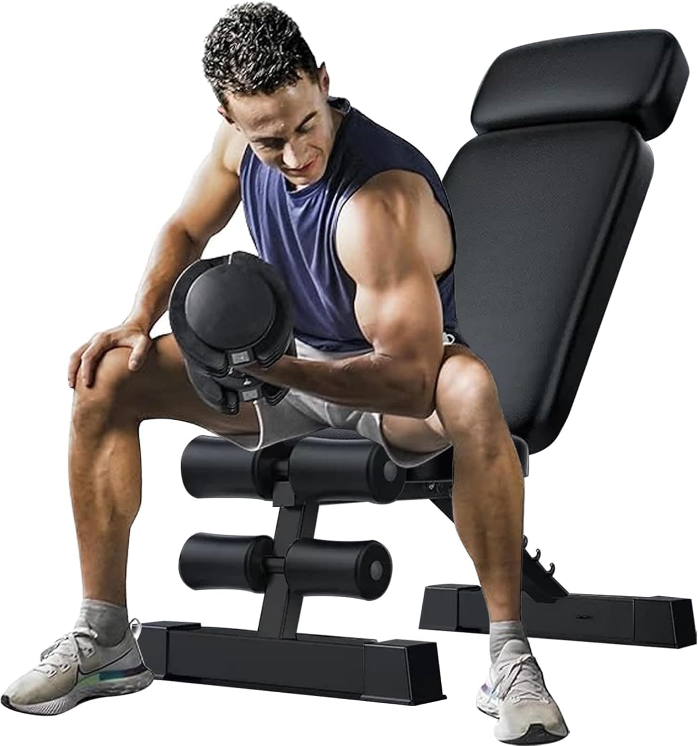 ALMEKAQUZ Foldable Incline Decline Exercise Workout Benches, 6 Position Adjustable Weight Bench, Strength Training Benches, Utility Benchs Exercise Equipment Roman Chair for Home, Gym