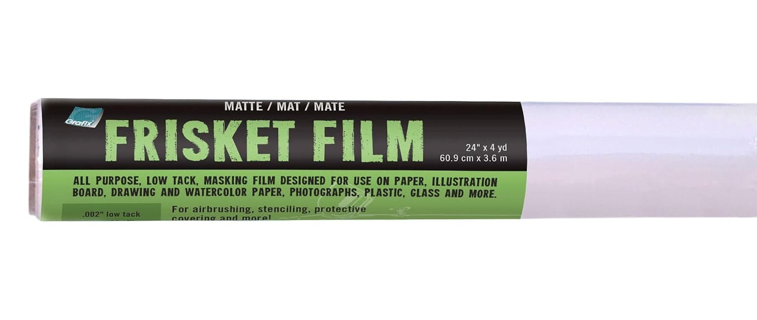 Grafix All Purpose Low Tack Frisket Self-Adhering Removeable Adhesive Film, for Airbrushing, Retouching, Stencils, Rubber Stamping, Watercolors, and Masking, 24" x 4 Yards, Matte