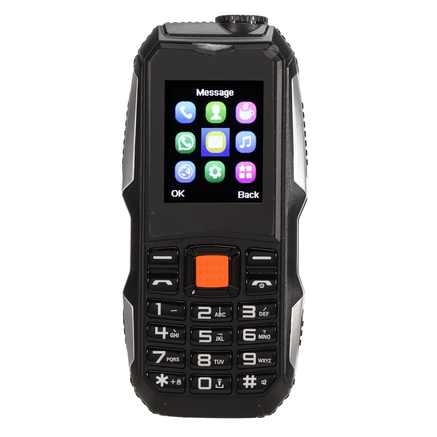 Strong Flashlight Elderly Cell Phone, Elderly Mobile Phone External Radio 1.8in Screen Noise Free Dual SIM Dual Standby 2800mAh Anti Scratch for Home (Black)