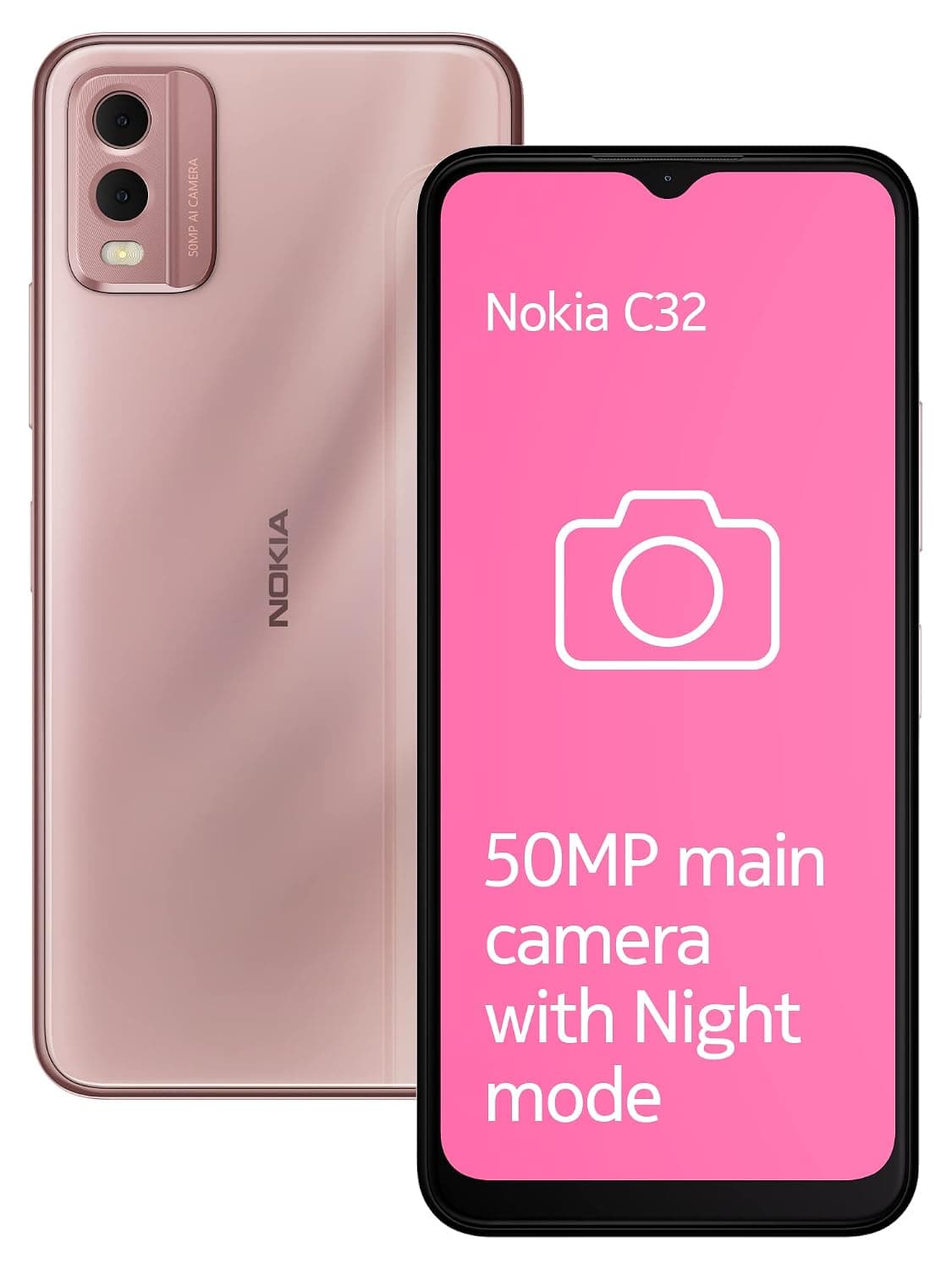 Nokia C32 Dual SIM 128GB ROM + 4GB RAM Factory Unlocked 4G/LTE Smartphone (Beach Pink) - International Version