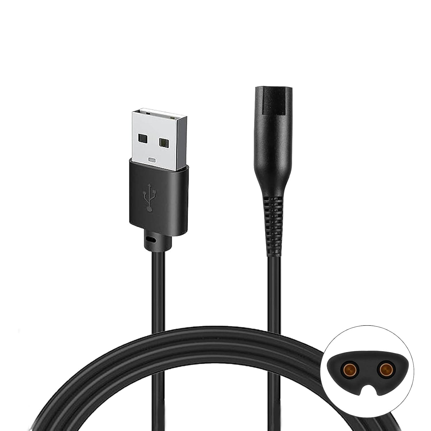 كابل من بروات بطول 1.01 متر نوع USB Type-A متوافق مع محول الشحن لماكينات حلاقة براون