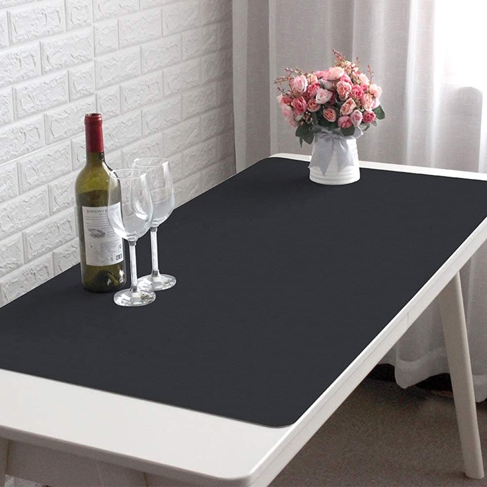 Waterproof Writing Desk Pad Protector,Leather Anti-Slip Large Mousepad for Computers,Office Desk Mat Desk Blotter Laptop Desktop Mat-80x40cm-Black