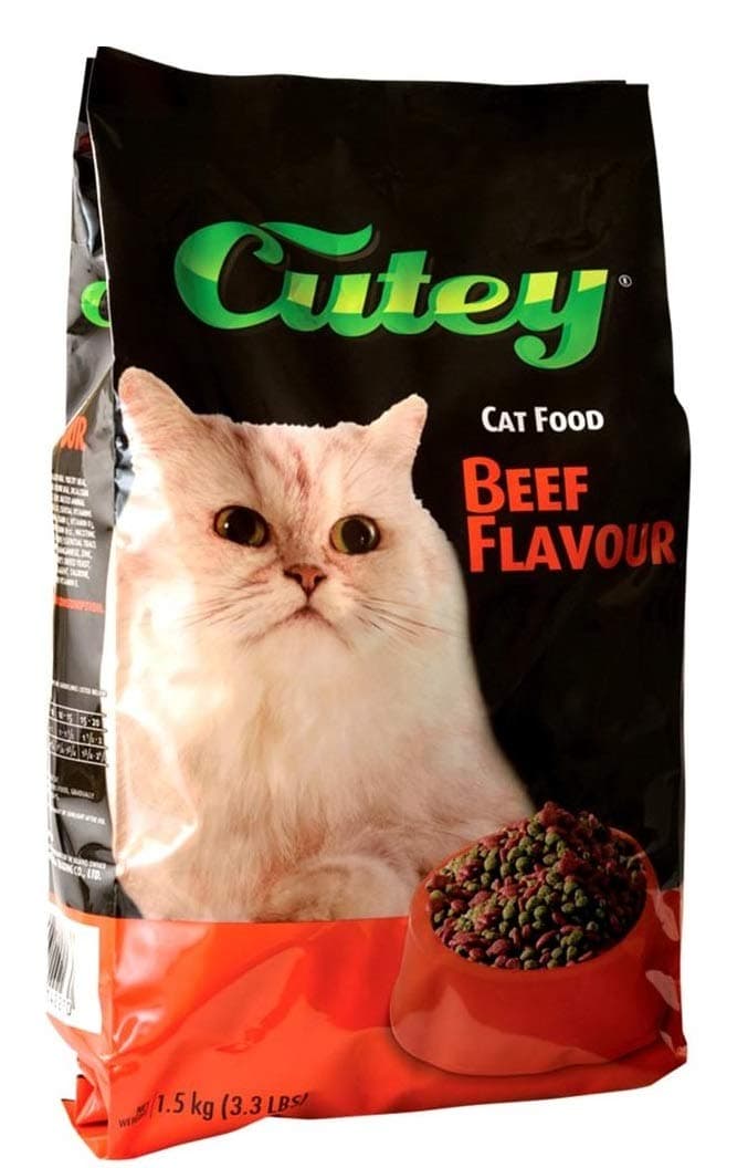 CUTEY DRY CAT FOOD - BEEF FLAVOUR 1.5 KG