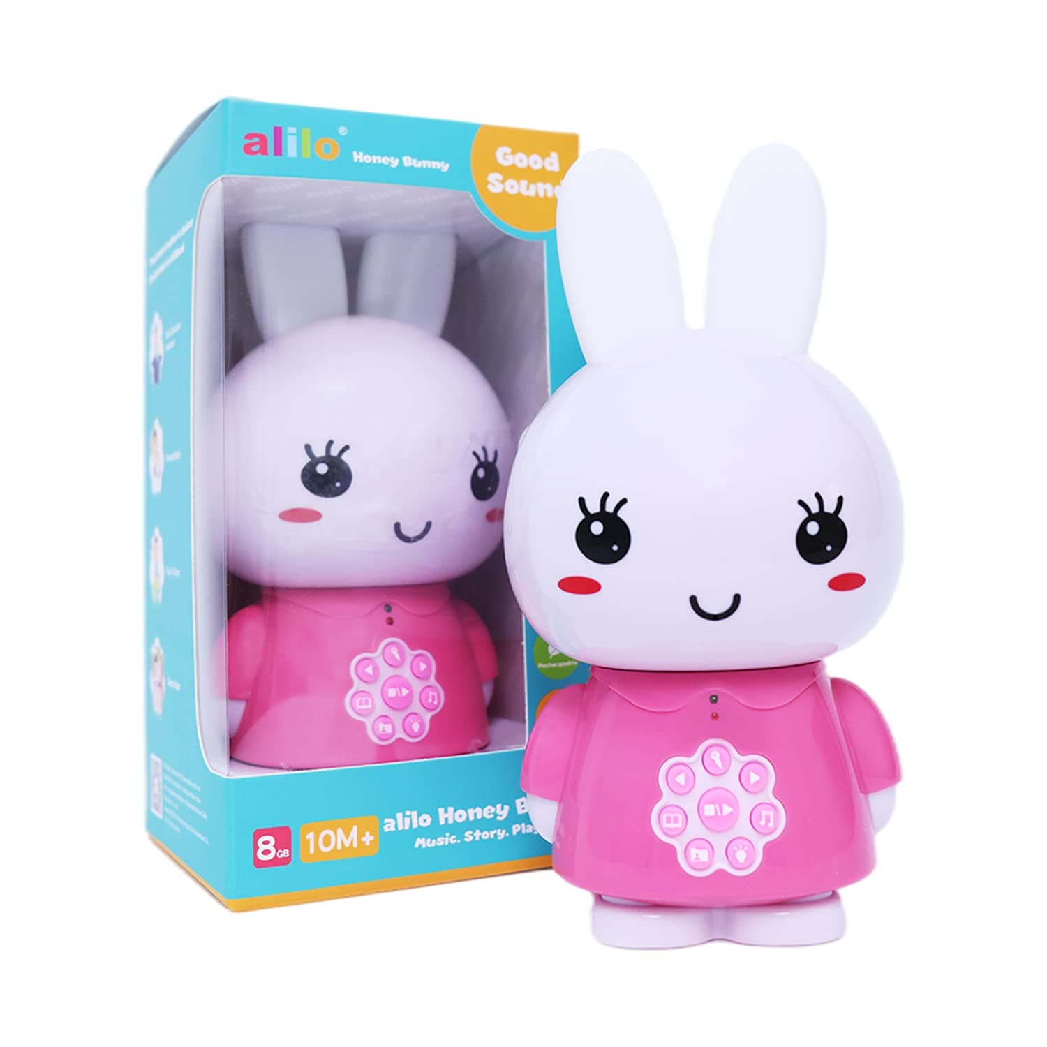 alilo Bunny Audio Player, Educational Toys for Imagination Building, Screen-Free Digital Listening Experience for Music, Stories, White Noise, and More 10+ Months (Honey Bunny, Pink)