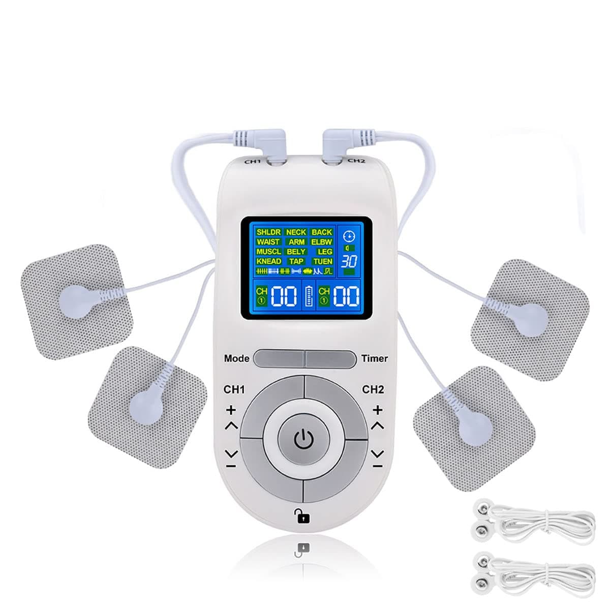 Digital Electric Cervical Spine Massager, Meridian Whole Body Pulse Massager, 12 Modes with 4 Electrode Pads for Pain Relief and Fatigue, Muscle Stimulation