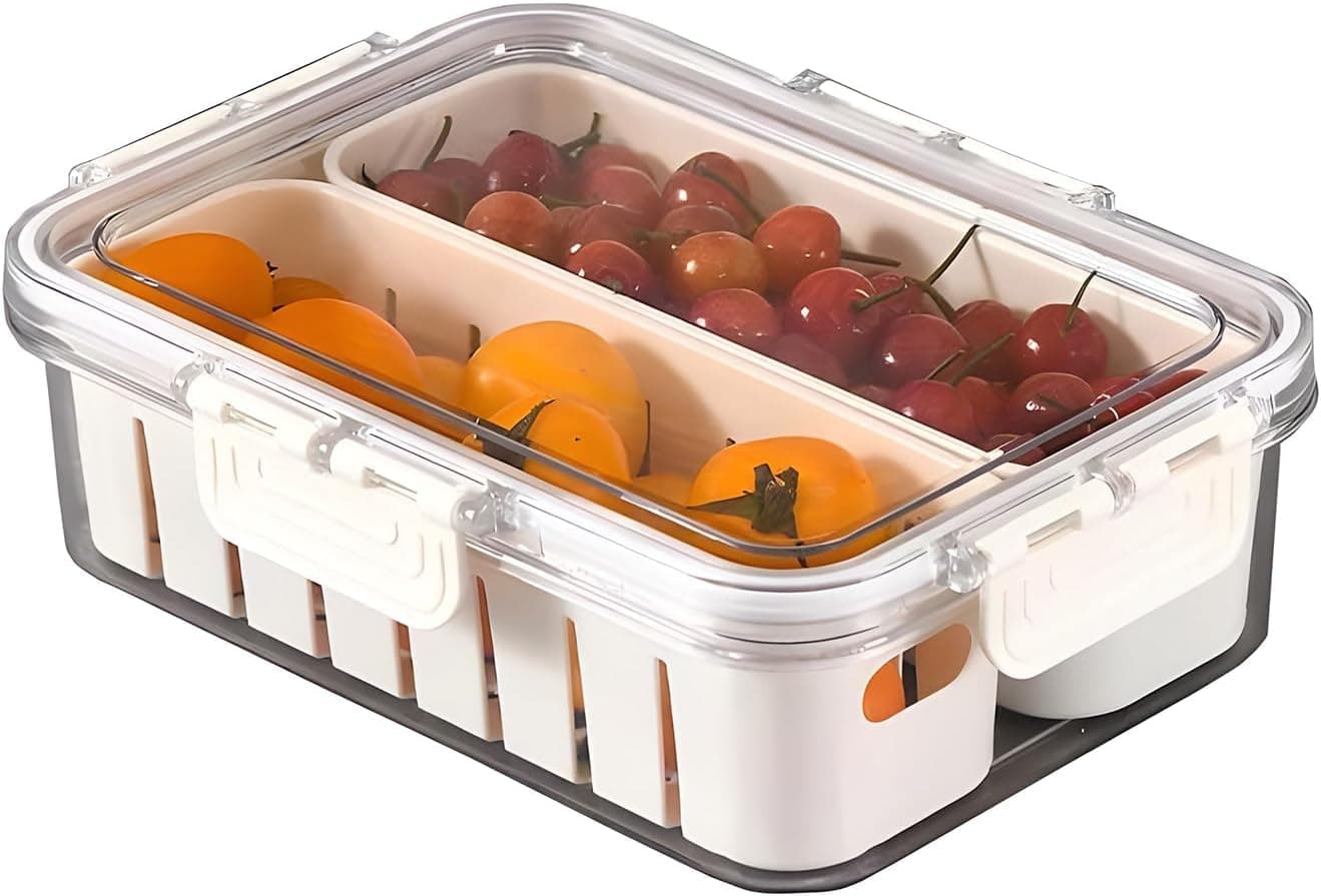 صندوق تخزين طعام من أبوتيو، مصنوع من البولي بروبيلين، قطعة واحدة، بقسمين قابلين للفصل