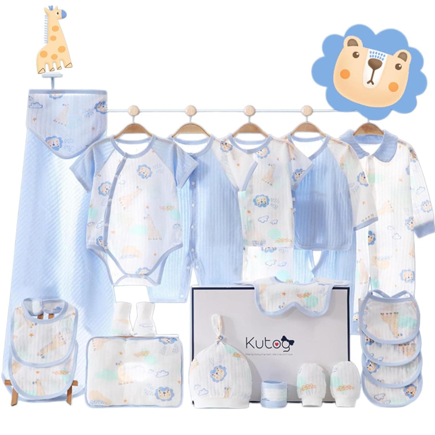 22 Pcs Newborn Baby Gift Set,Baby Boy and Girls Clothes,Premium Cotton Breathable Baby Clothes Bibs Hat Blanket and Socks Set,100% Cotton,Babys Shower Gifts Suitable for Newborn 0 to 6 Months