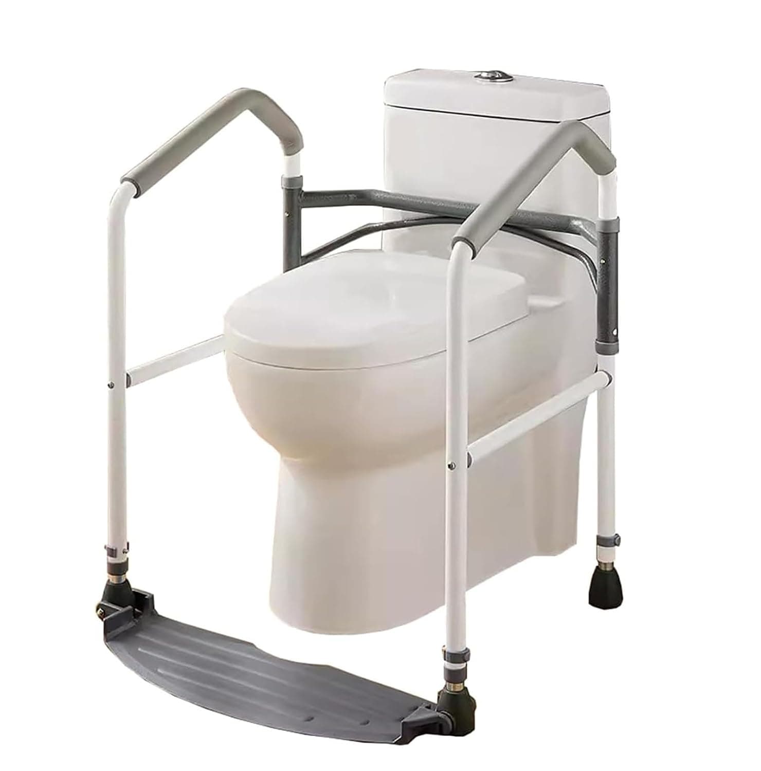 Toilet Safety Rail, Height-adjustable Aluminum Toilet Safety Frame With Footplate, Toilet Seat Safety Grab Bar For Elderly And Disabled Persons Fits Most Toilets Load Capacitys 200lb