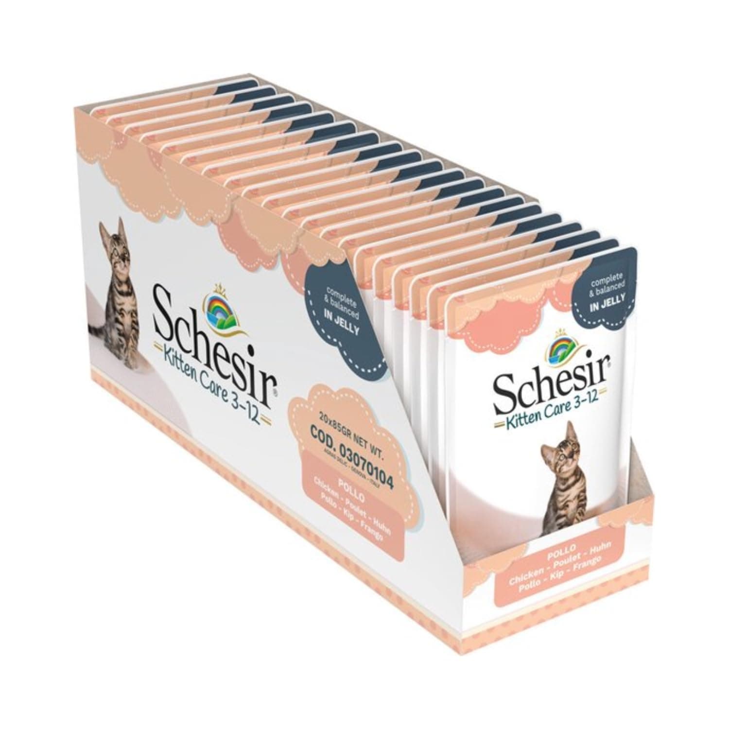 Schesir Cat Wet Food With Chicken In Jelly For Kittens From 3-12 Months- 20 Pieces*85G