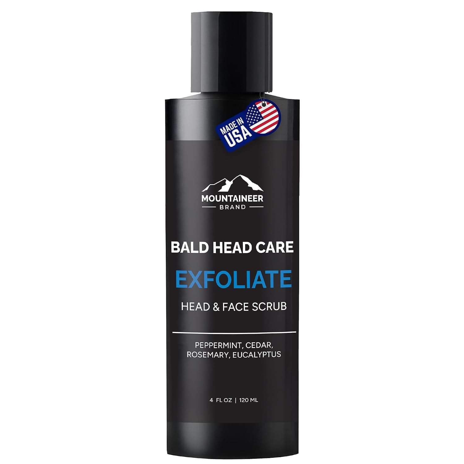 Mountaineer Brand Bald Head Care For Men | Exfoliate Head/Face Scrub | All Natural Exfoliating Scalp | Daily Grooming Head and Face Care Wash for Sensitive Skin | Refreshing Natural Scent 4oz