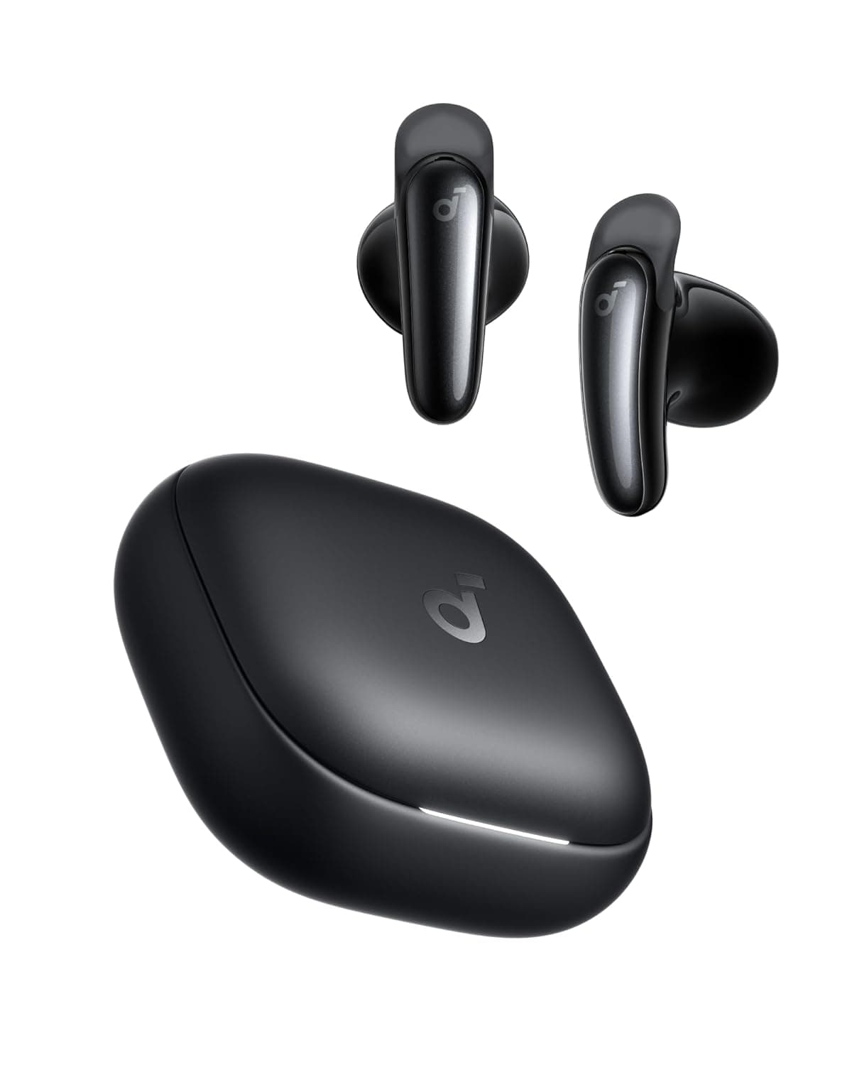 soundcore Liberty Buds by Anker,Semi-in-Ear Design, Removable Ear Fins, Real-Time Adaptive Noise Cancelling, Fast Charging, Wireless Bluetooth Earbuds,Translation Earbuds, 30H Playtime (Black)