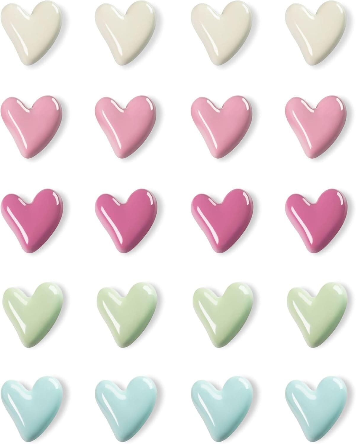 20 قطعة من مغناطيس الثلاجة على شكل قلب، مغناطيس ثلاجة لطيف ملون للزينة للسبورة البيضاء والخزانة والفصول الدراسية والمطبخ والمكتب