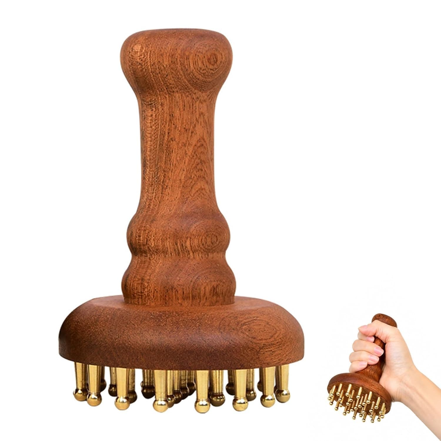 1 Pcs,29 Tooth Copper Head Meridian Comb,for Scalp Body Relaxation | Wood scalp massager,scalp massager wood,brass ball massage,acupressure brush,Chinese SPA gua sha tool,portable