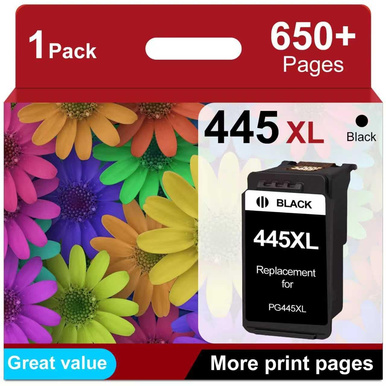 PG-445XL Ink Cartridges High Yield Replacement for Canon 445XL 445 PG-445 Ink for Compatible with Canon IP2840 MG2440 MG2540 MG2940 Printers（1 Black）