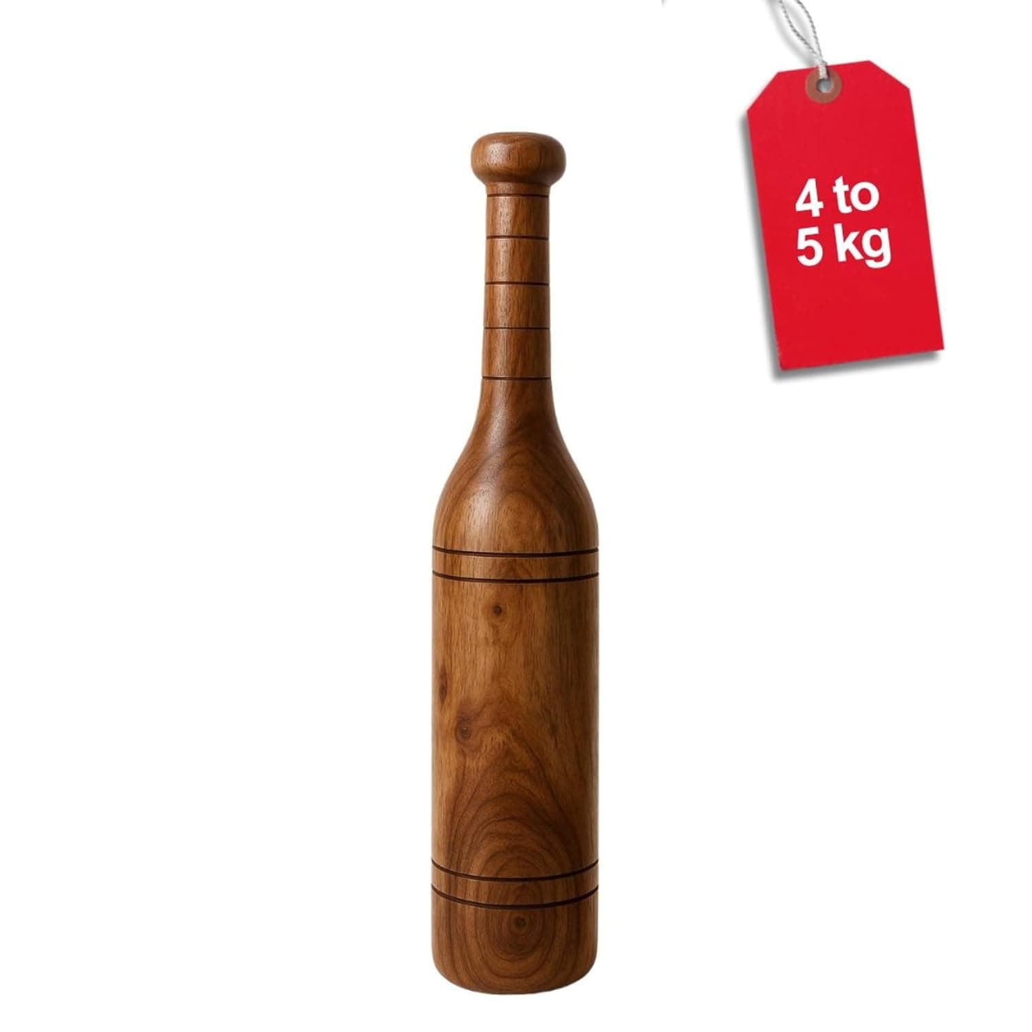 KNK Wooden Indian Club Mugdar Strength Training Fitness Club Babool Wood
