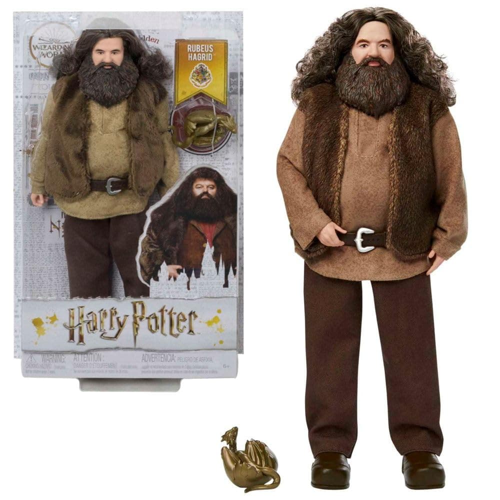 Wizarding World Harry Potter Rubeus Hagrid Collectible Doll, approx. 12-inch Wearing Belted Shirt and Vest. with Dragon Accessory, Gift for 6 Year Olds and Up