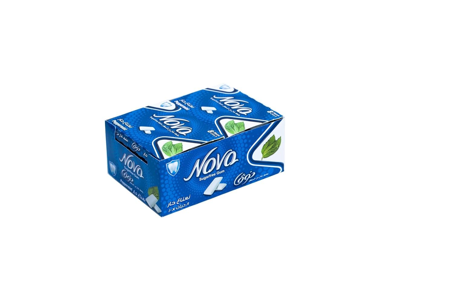 Nova 8 Pcs Blister Peppermint Sugar-Free Chewing Gum, 10 Blisters Pack, 112 G
