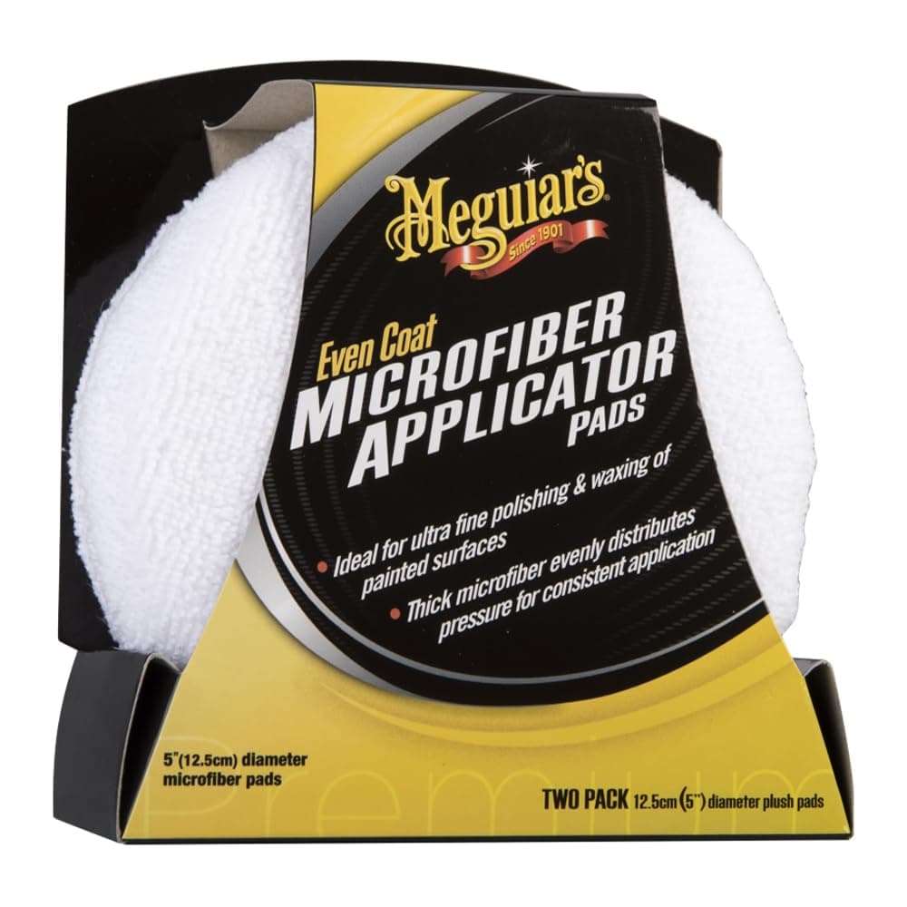 Meguiar's X3080EU Even Coat 5 Inch Microfibre Reusable Applicator Pads (2 Pack) for Hand Applying Compounds, Polishes and Leather Cleaners