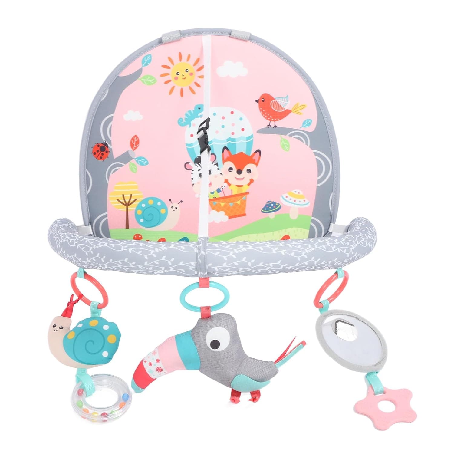 Baby Car Backseat Toy: Adjustable Infant Activity for 0-12 Months, Newborn Travel Toy with Soft Hanging Toys, Play