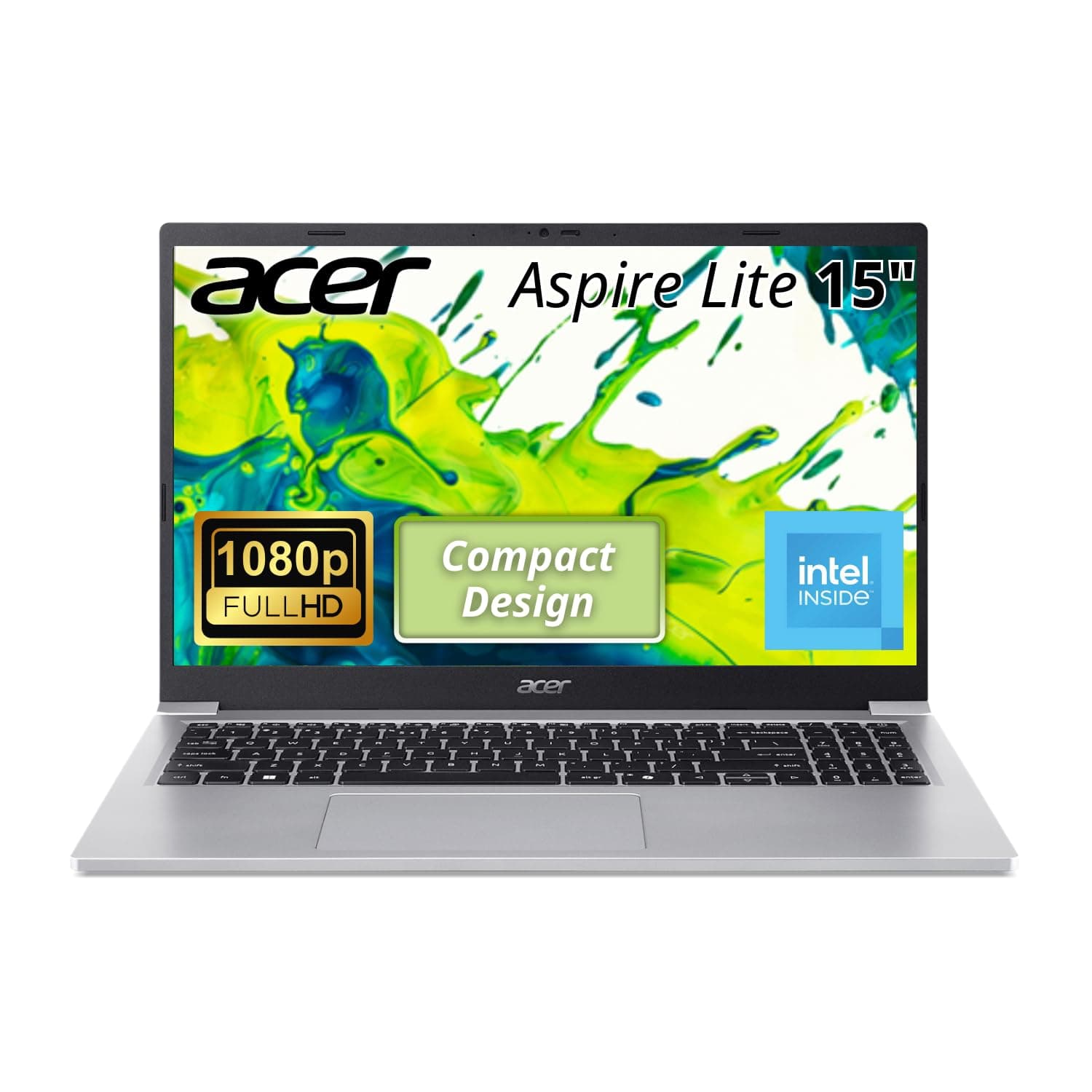 acer Aspire Lite 15 Laptop | 15.6" Full HD Display | Intel Core 3 N305 Processor | 8GB DDR5 RAM | 128GB PCIe NVMe SSD | Wi-Fi 6 | Bluetooth 5.2 | Slim Design | Windows 11 Home | AL15-36P-32XP