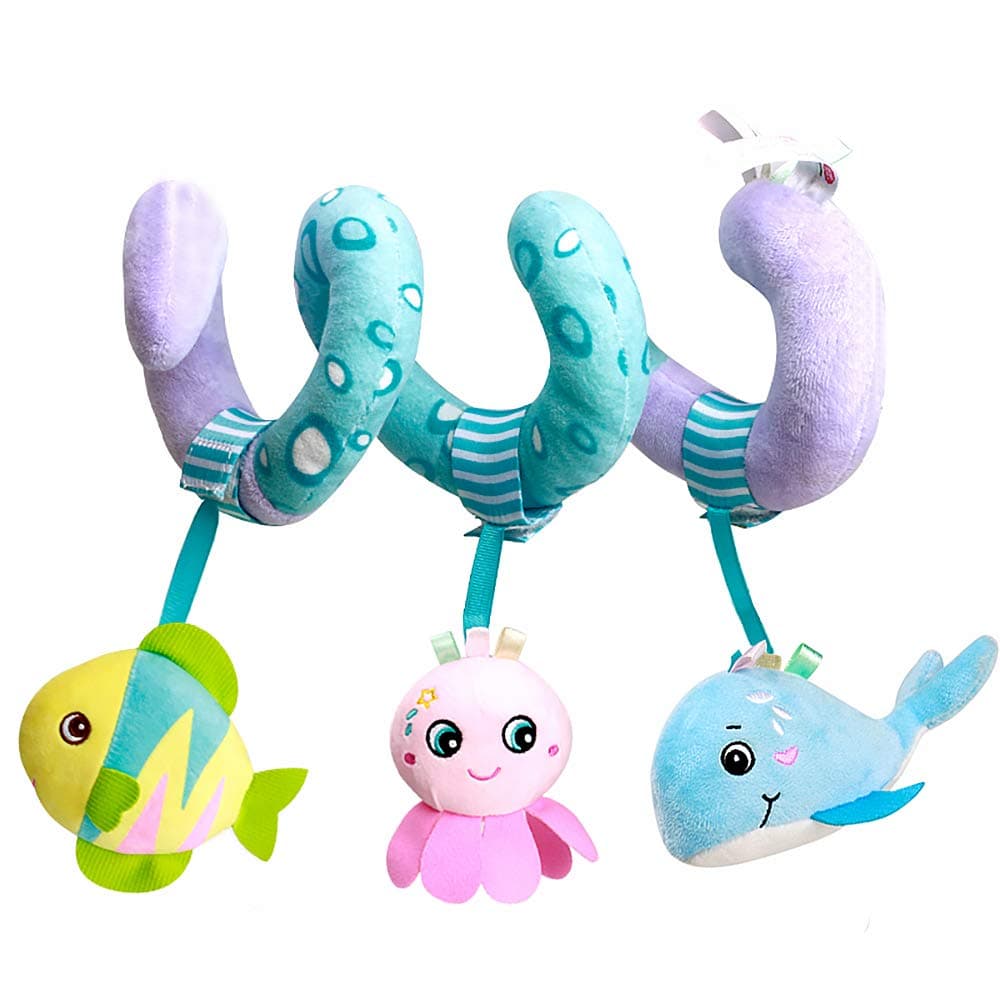Baby Car Seat Toys, Spiral Hanging Activity Pram Toy (Ocean)