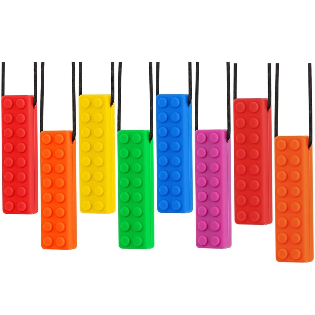 Chew Necklace, Silicone Chew Necklace ADHD, Autism, Biting Needs, Oral Motor Chewy Teether, Sensory Chewy for Autism Girls and Boys (8PCS)