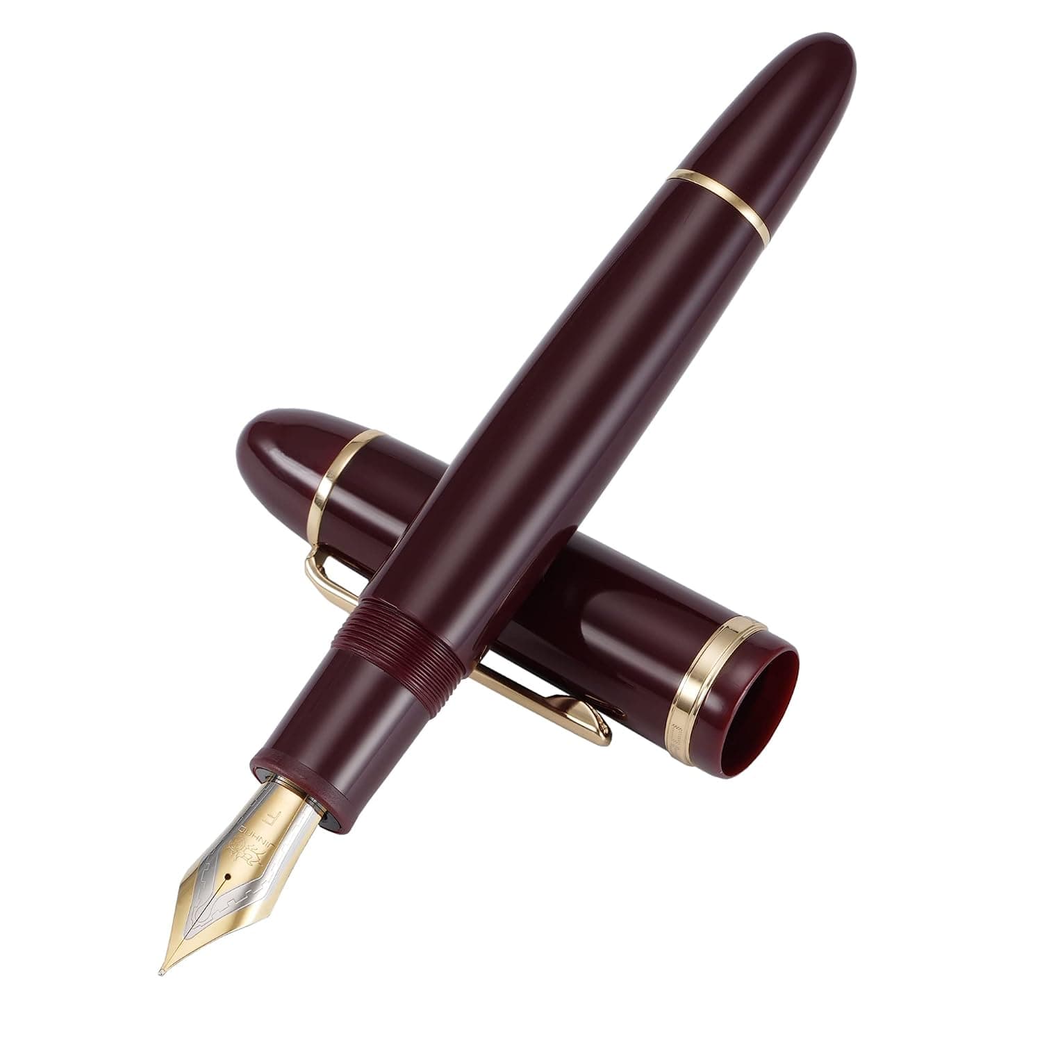 Jinhao X159 Fine Nib Wine Red Fountain Pen with Oversized Acrylic Gold Clip