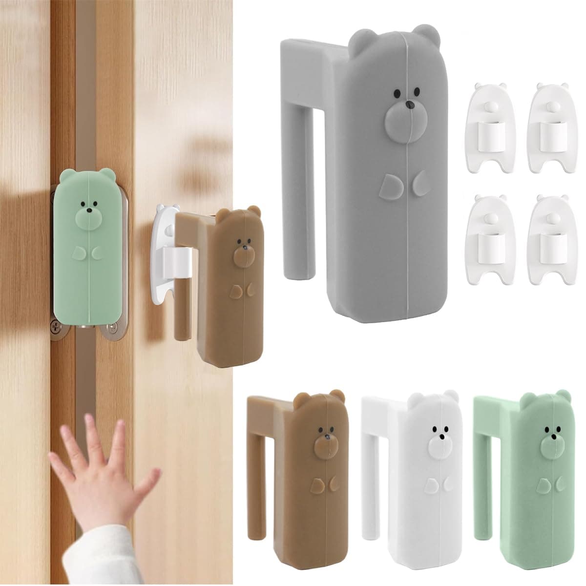 HANNEA® 4 Pack Silicone Door Pinch Guard Baby Proofing, Cartoon Finger Protector Removable Safety Stopper for Kids, Anti-Pinch Guards Child Door Stopper for Home