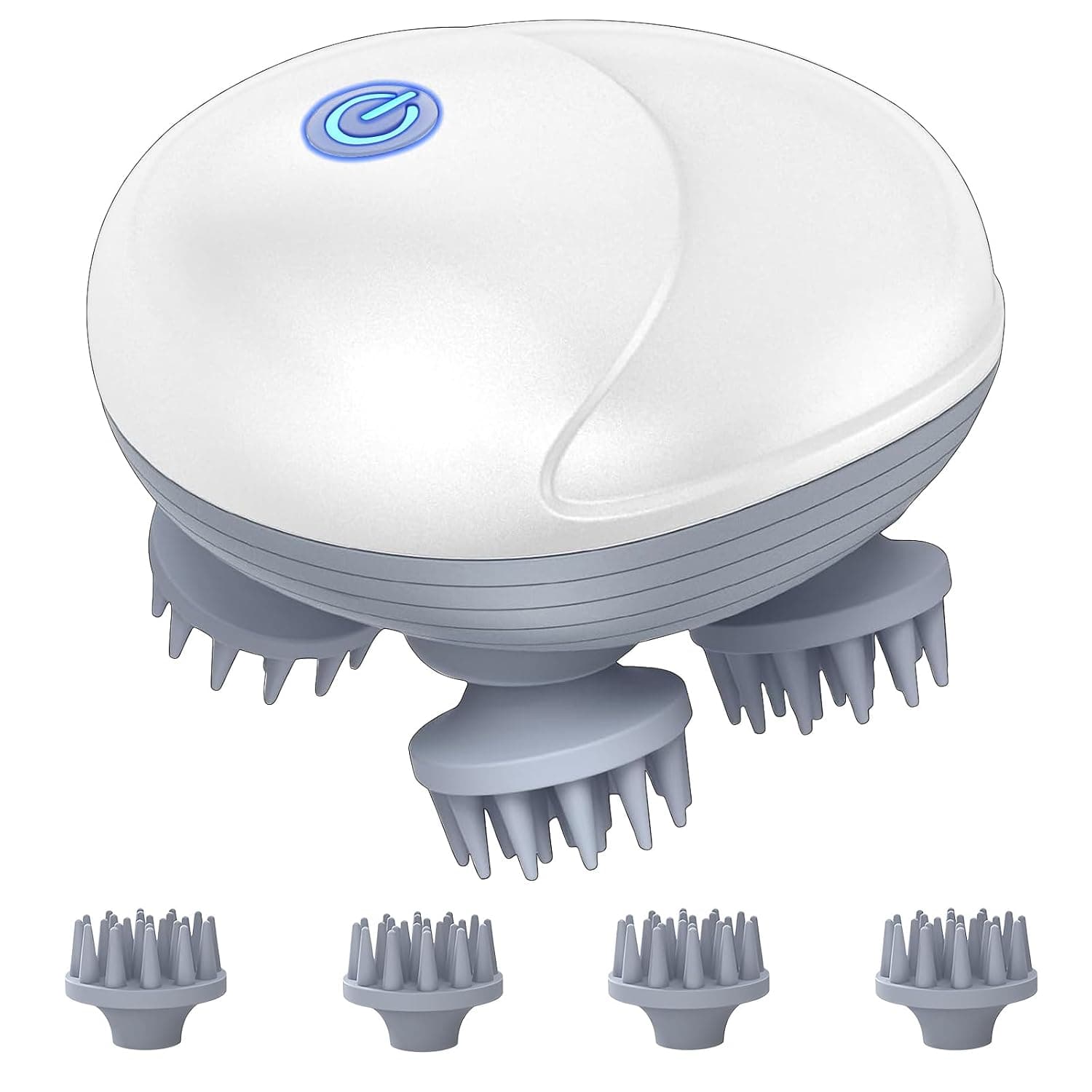 Upgraded Electric Scalp Massager, Handheld Cat Dog Head Massager | 4 Massage Heads, 3 Speeds, Waterproof Massager for Men Women, Soothing Muscles Joints, Hair Growth, Stress Relax
