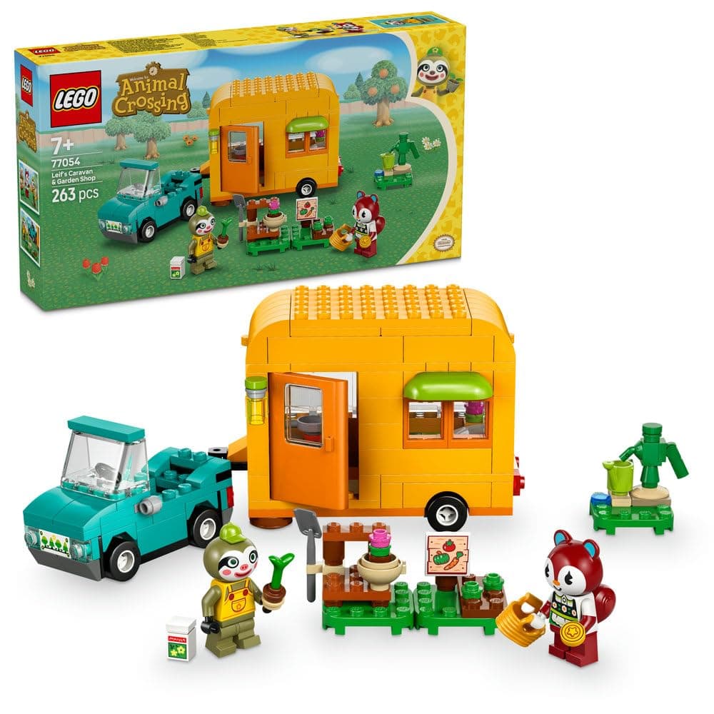 LEGO Animal Crossing Leif's Caravan & Garden Shop 77054 | Pretend-Play Vehicle Building Set, Car Toy, Kids Building Toy, Gift for 7+ Year Old Girls & Boys, 263 Pieces