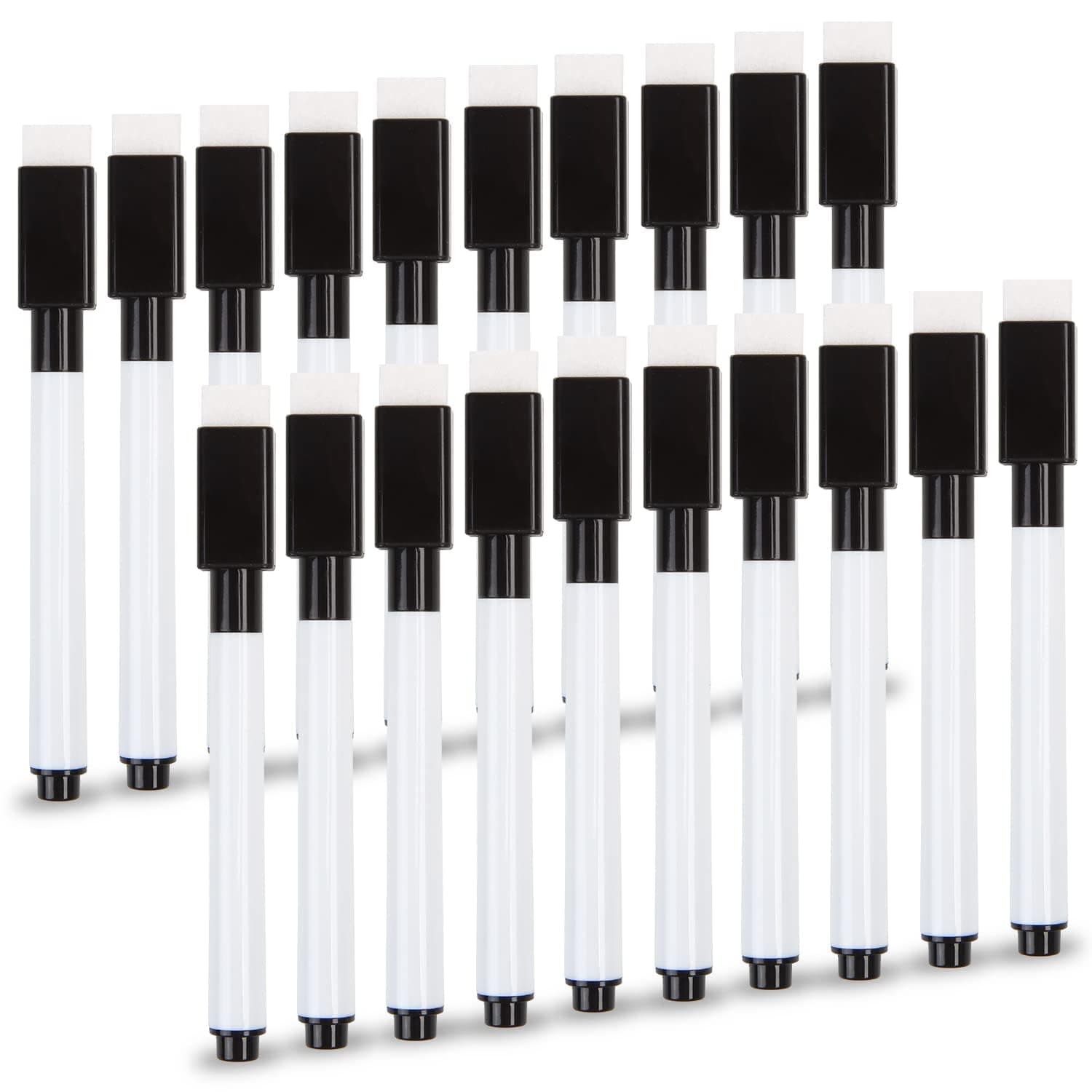 SULOLI 20Pcs Black Magnetic Dry Erase Markers, Small Dry erase Markers Fine Point Tip WhiteBoard Markers for Kids Teachers Office School Supplies