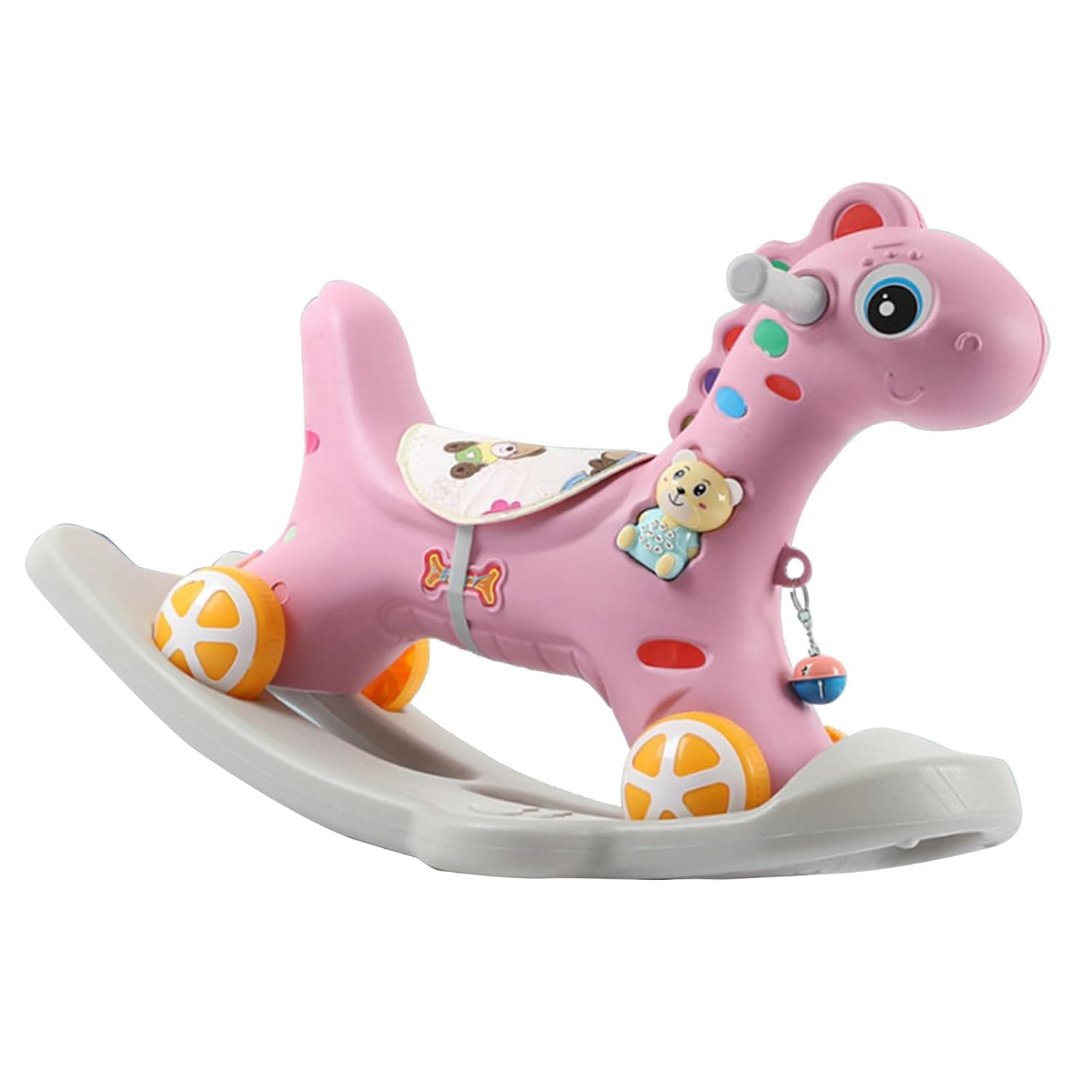 Rocking Horse for Kids 3 Years Old Cute Multifunctional Ride On Toy Safe Detachable Design for Indoor Fun and Play (Pink)