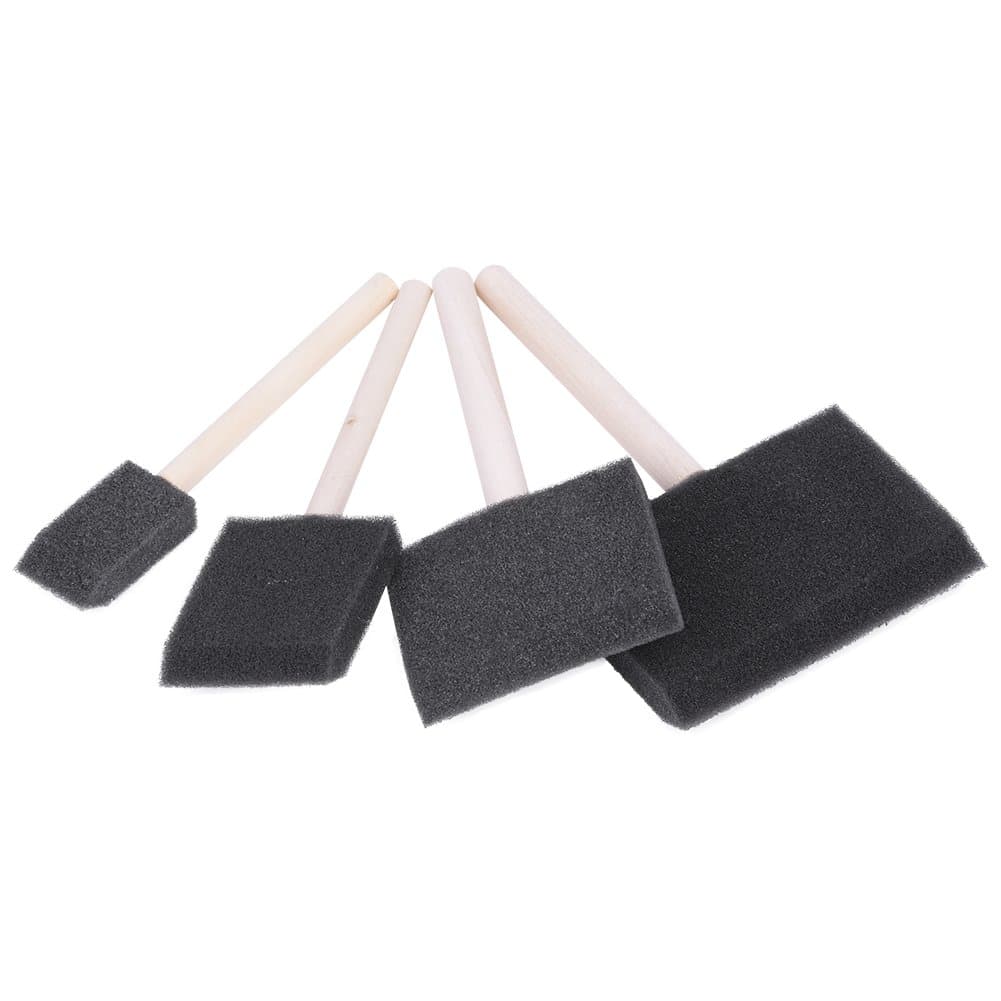 4 Sponge Brushes for Painting and Cleaning Wooden Handle Foam Paint Brushes 4 Sizes for Graffiti Dust Removal Border Drawing and Craft Use for Kids Artists
